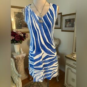 Blue and White Zebra Print Swim Cover-Up
